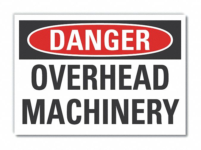 Overhead Hazard Danger Rflct Lbl 7x10in