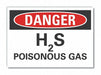 H(2)S Poisonous Gas Danger Lbl 10x14in