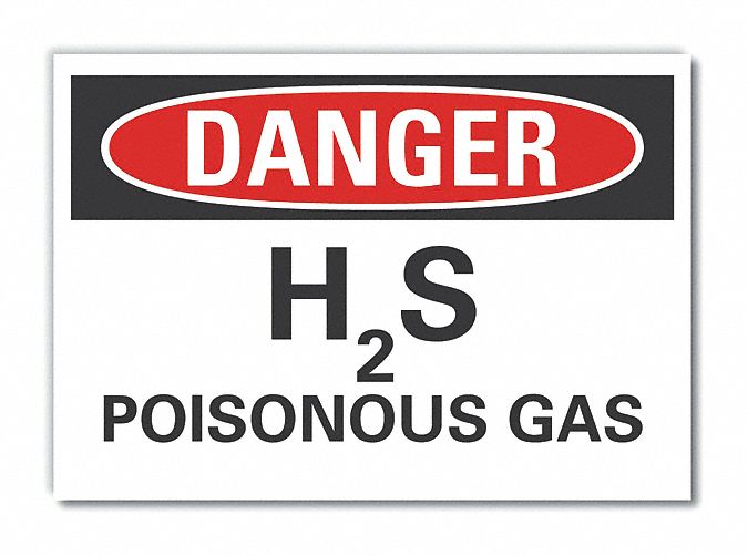 H(2)S Poisonous Gas Danger Lbl 10x14in