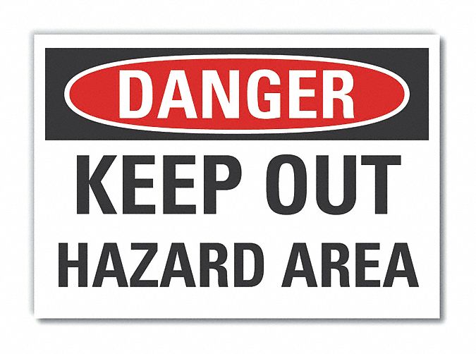 Hazard Area Danger Rflct Label 5inx7in