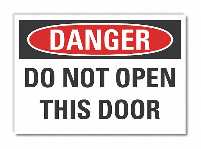 Door Instructn Danger Label 5x7in Polyes
