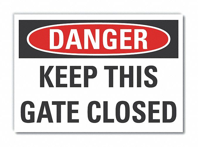 Gate Operation Danger Rflct Lbl 10x14in