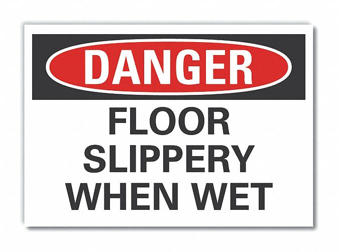 SlipperyFloor Danger Rflct Label 7x10in