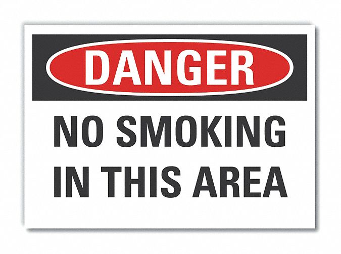No Smoking Danger Lbl 7x10in Polyester