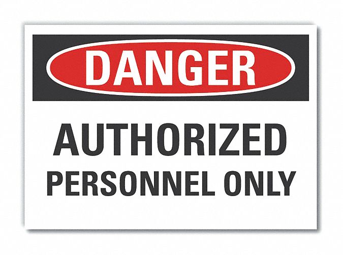 Auth Person Danger Lbl 3.5inx5in Polyest