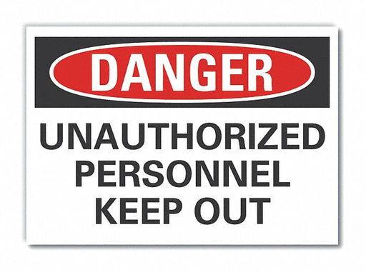 Danger Sign 10in x 14in Non-PVC Polymer