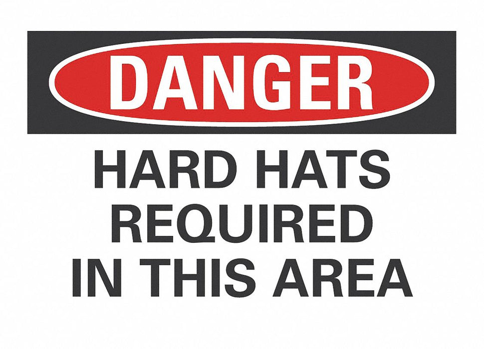 Hard Hat Danger Lbl 10inx14in Polyester