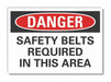 Safety Belt Danger Rflct Label 3.5x5in