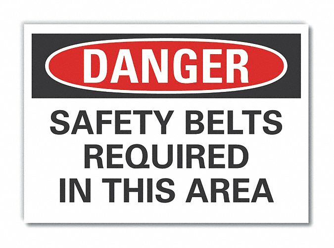 Safety Belt Danger Rflct Label 3.5x5in
