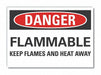 Flammable Mtrl Danger Rflct Lbl 3.5x5in