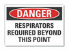 Respirator Req Danger RflctvLbl 10x14in