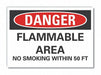 Flammable Area Danger Rflct Lbl 7x10in
