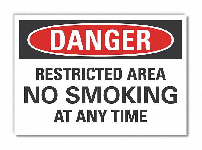 No Smoking Danger Rflct Label 3.5x5in