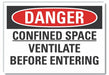 Confined Space Danger Rflct Lbl 7x10in
