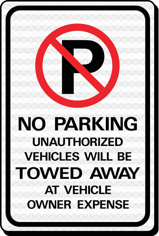 Sign No Park Unauthorized Vehicle Tow HD