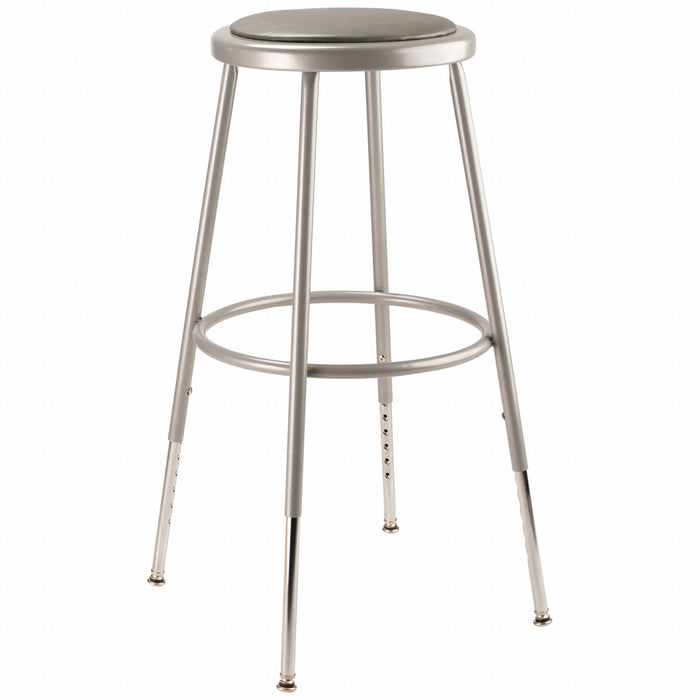 Round Stool Adjustable Legs Gray 25 H