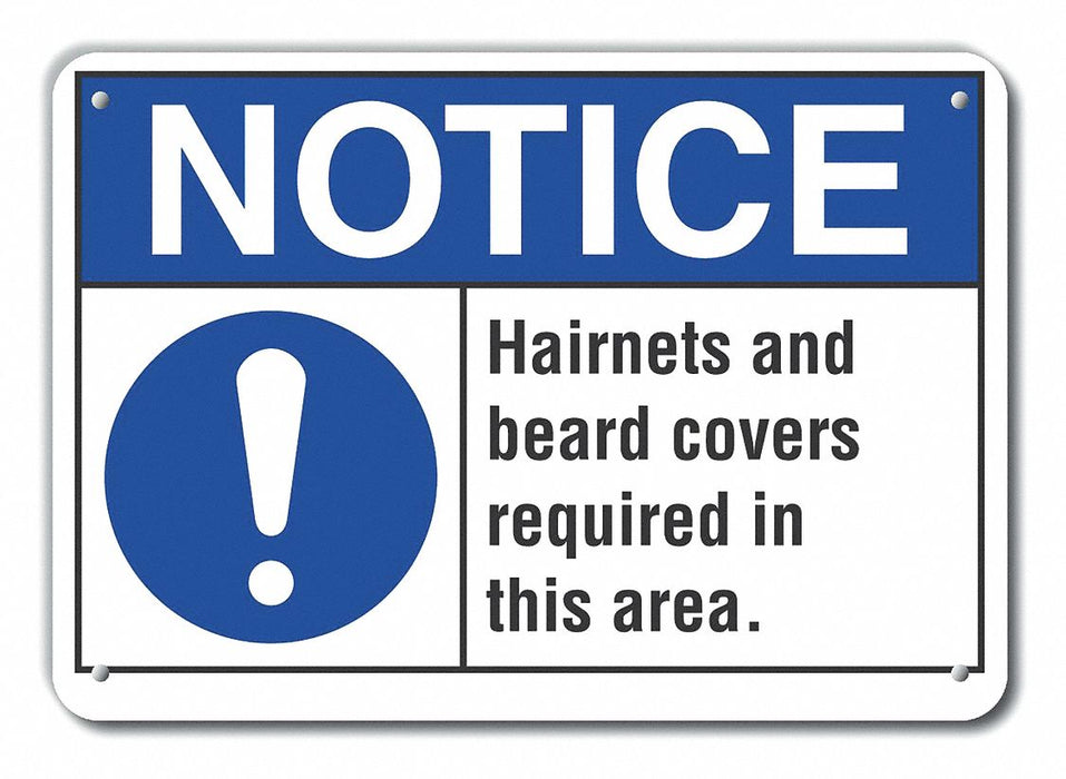 Rflctv Hair Coverage Notice Sign 7x10in