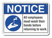 Aluminum Wash Hands Notice Sign 10x14in