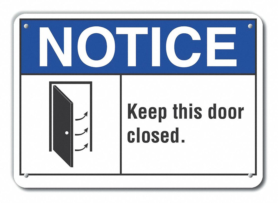 Door Instruction Notice Sign 7x10in Alum