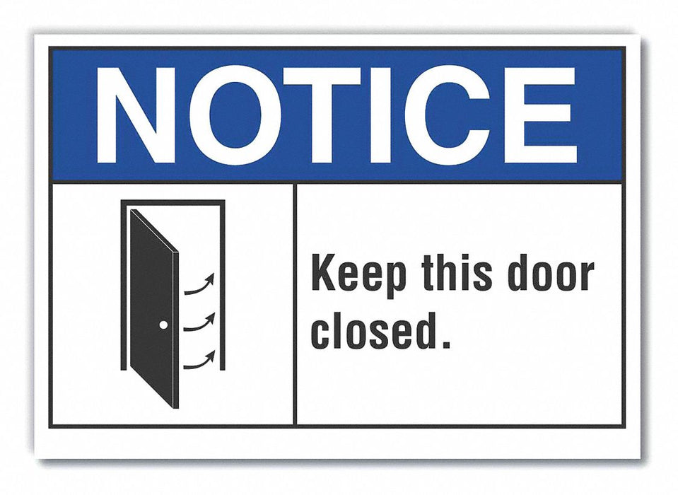 Door Instruction Notice Label 3 1/2x5in