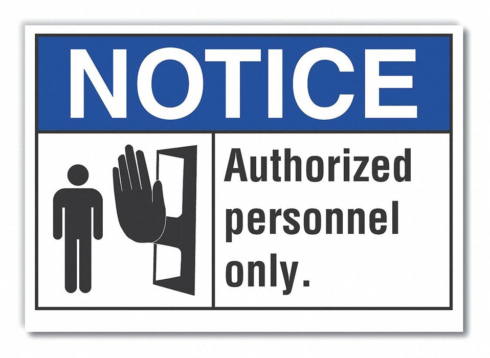 Auth Person Notice Lbl 3.5inx5in Polyest