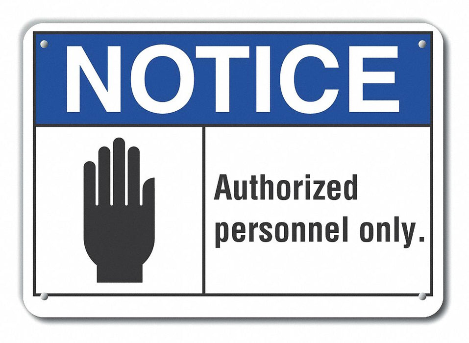 Rflct Auth Personnel Notice Sign 7x10in