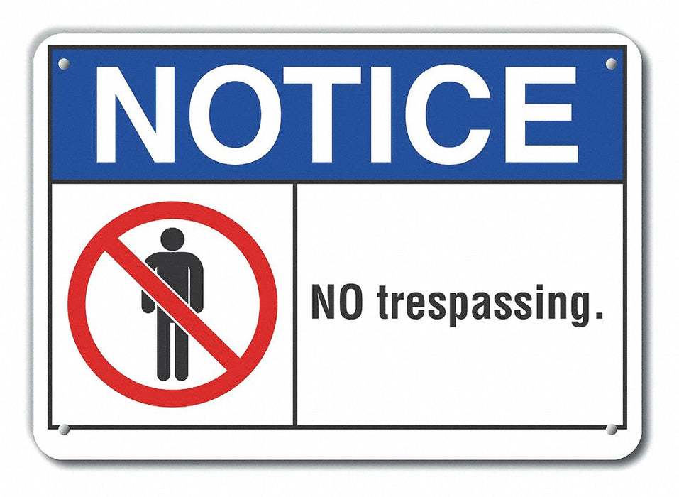 Rflct No Trespassing Notice Sign 7x10in