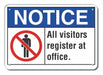 Plastic Visitors Notice Sign 10x14in
