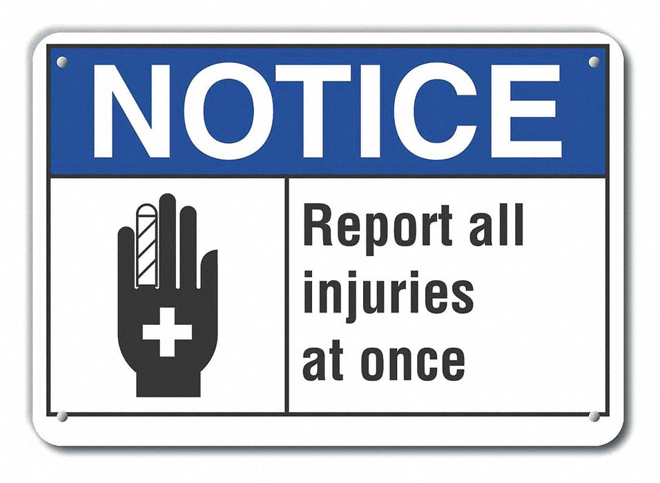 Accident Reporting Notice Sign 10x14in