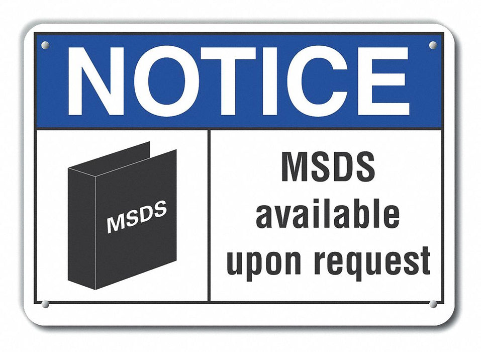 Msds Info Notice Sign 7x10in Plastic