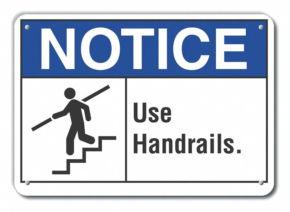 Handrail Notice Sign 10inx14in Aluminum