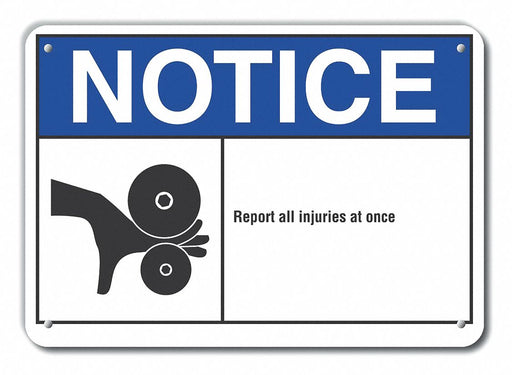 Accident Reporting Notice Sign 10x14in