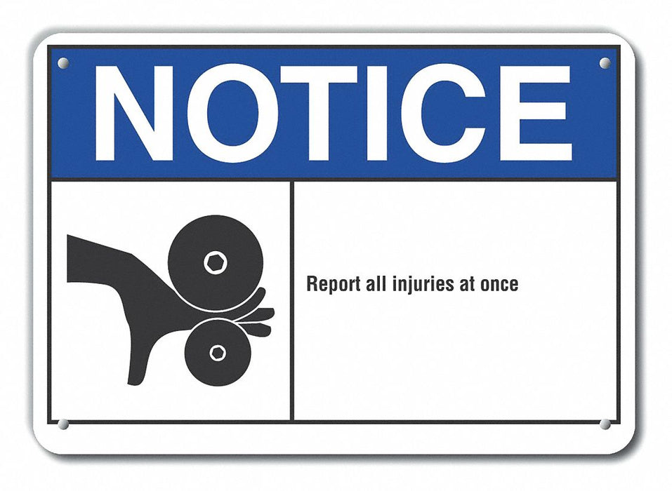 Accident Reporting Notice Sign 7x10in