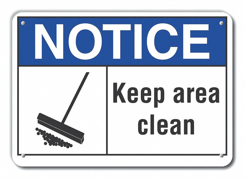 Plastic Cleaning Notice Sign 10x14in
