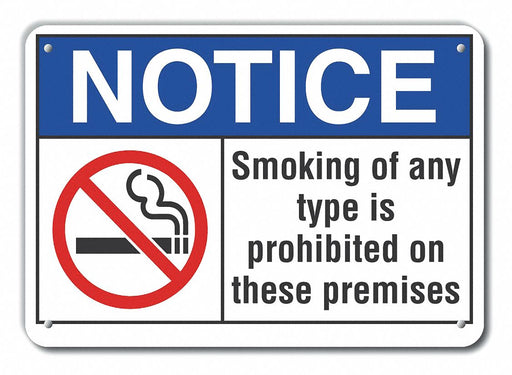 Alum No Smoking Notice Sign 7x10in Alum