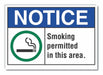 Smoking Area Notice Rflct Label 5inx7in