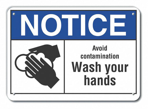 Aluminum Wash Hands Notice Sign 7x10in
