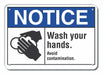 Plastic Wash Hands Notice Sign 7x10in