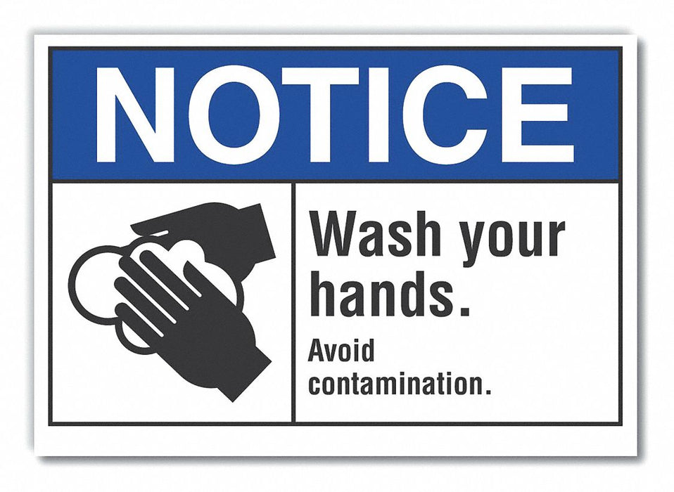 Wash Hands Notice Rflct Label 3 1/2x5in