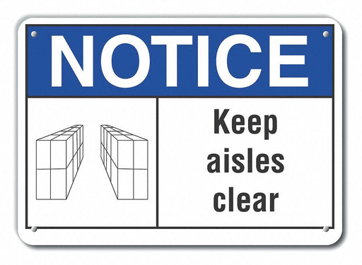 Aluminum Keep Clear Notice Sign 7x10in