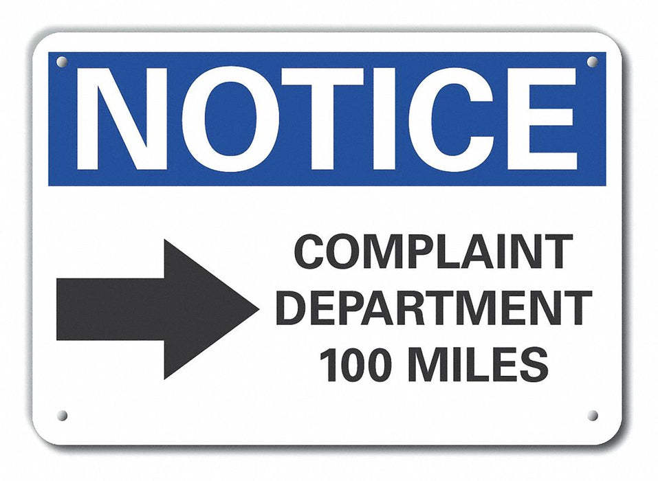 Rflctv Humor Notice Sign 7x10in Aluminum