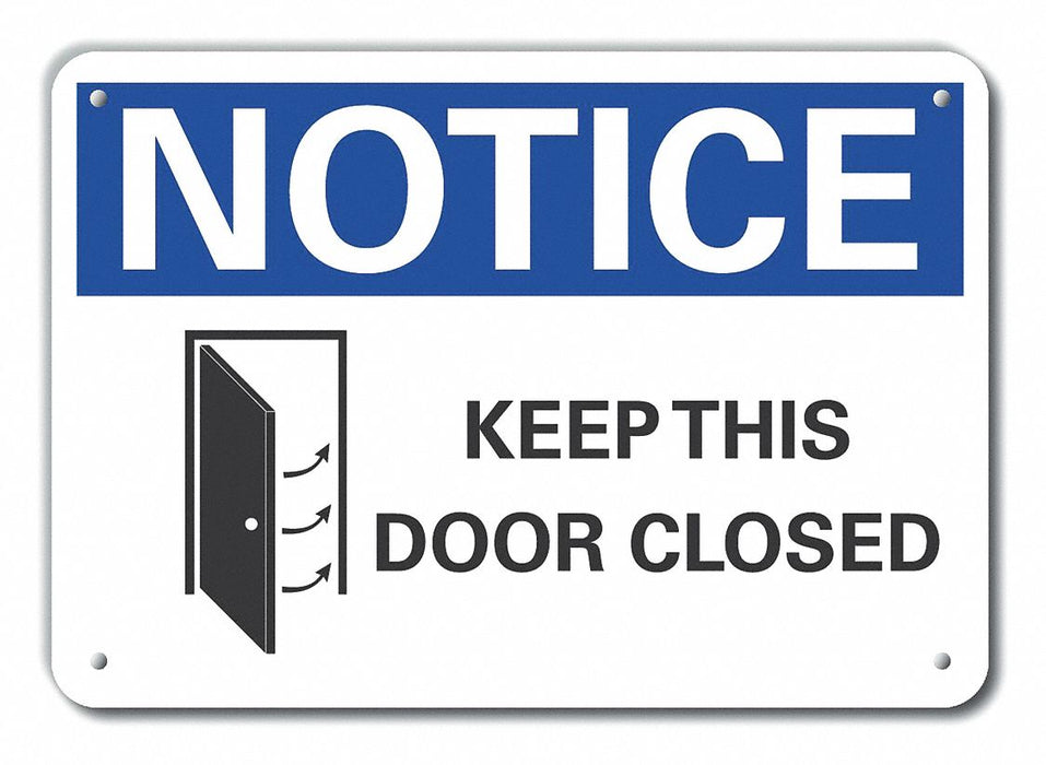 Door Instrction Notice Sign 10x14in Alum