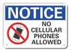 Plastic No Phone Notice Sign 7x10in