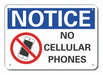 Aluminum No Phone Notice Sign 7x10in