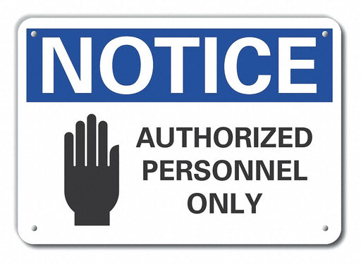 Alum Auth Personnel Notice Sign 7x10in