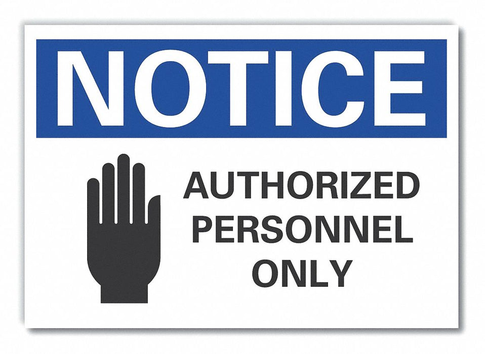 Auth Person Notice Lbl 7inx10in Polyest