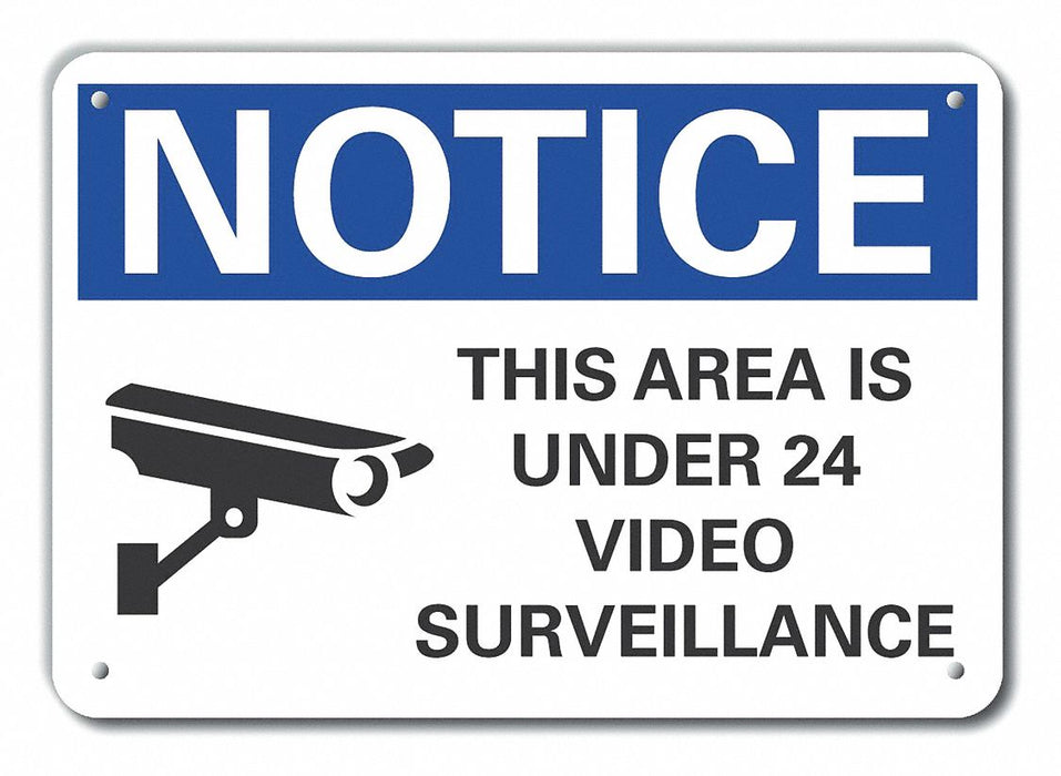 Plastic Surveillance Notice Sign 7x10in