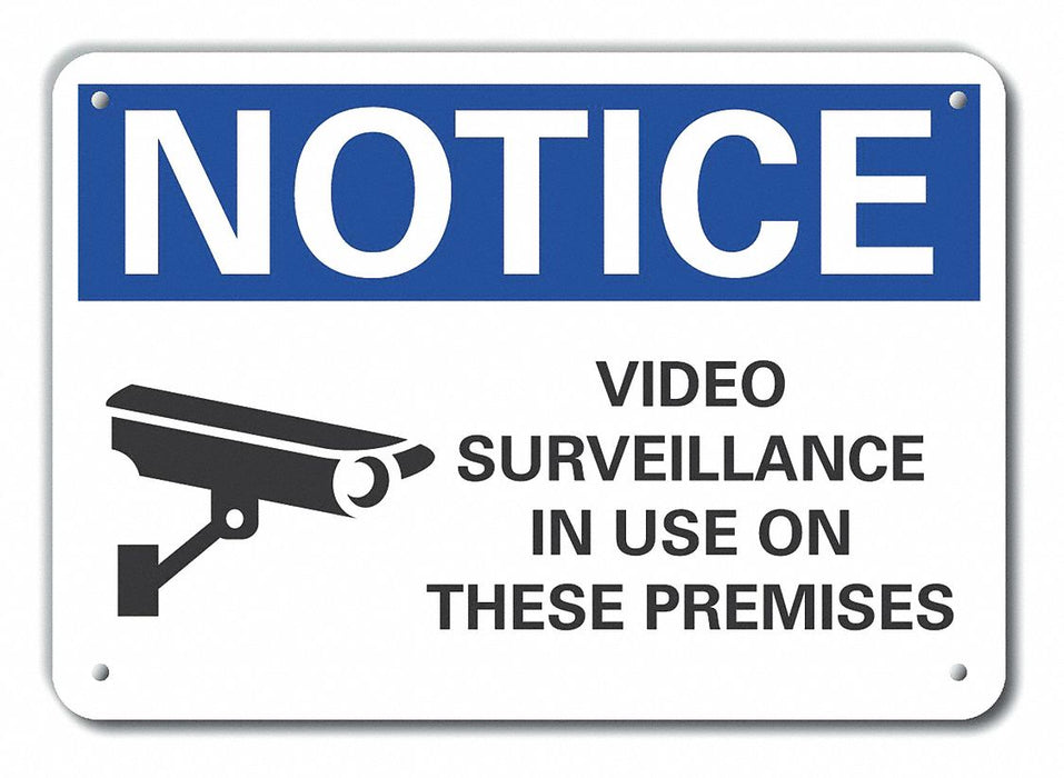 Plastic Surveillance Notice Sign 10x14in
