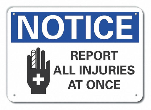 Accident Reporting Notice Sign 7x10in