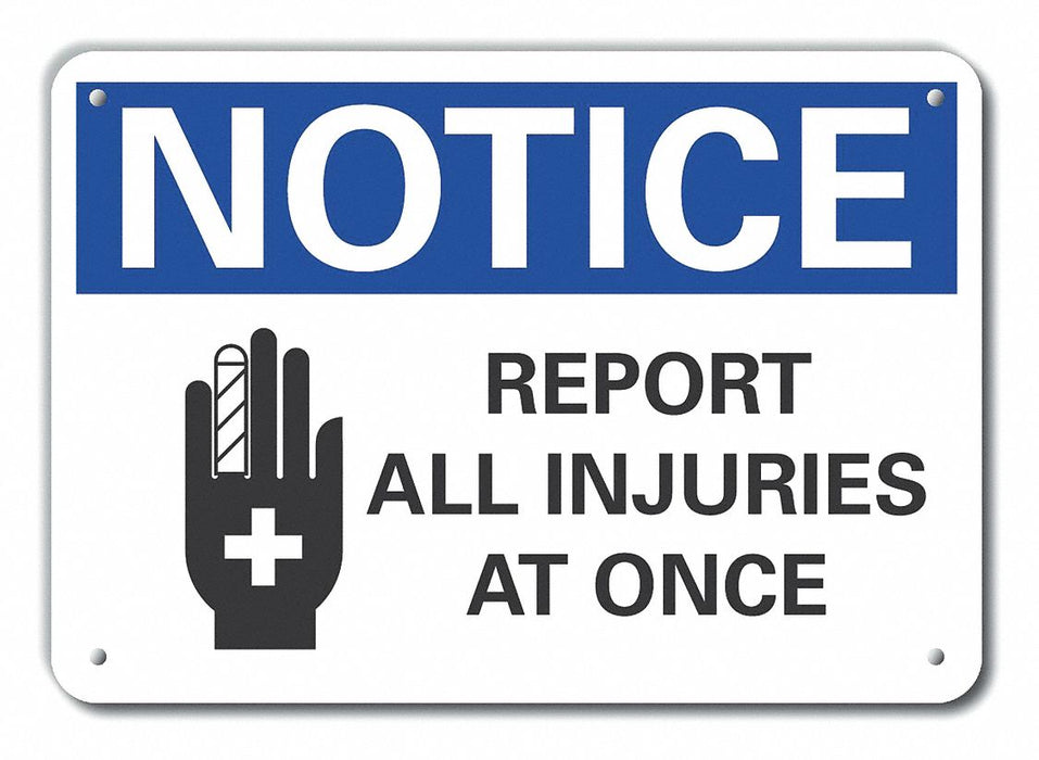 Accident Reporting Notice Sign 10x14in